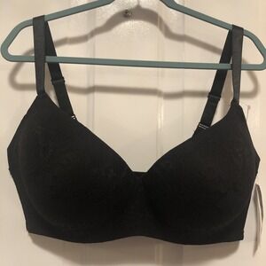 Ashley Stewart Side smoothing Lace Wireless Full Coverage Bra 40DDD Black NWT